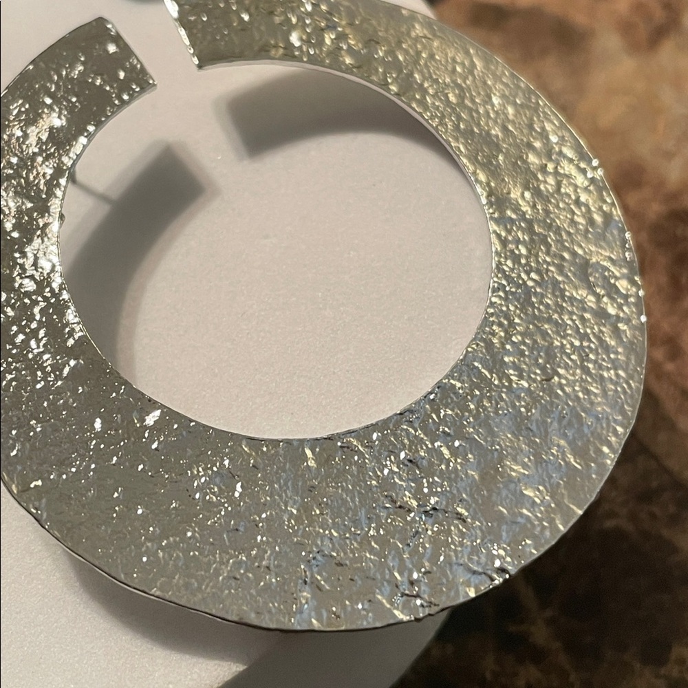 Silver Flat Statement Hoop - Picture 11 of 13